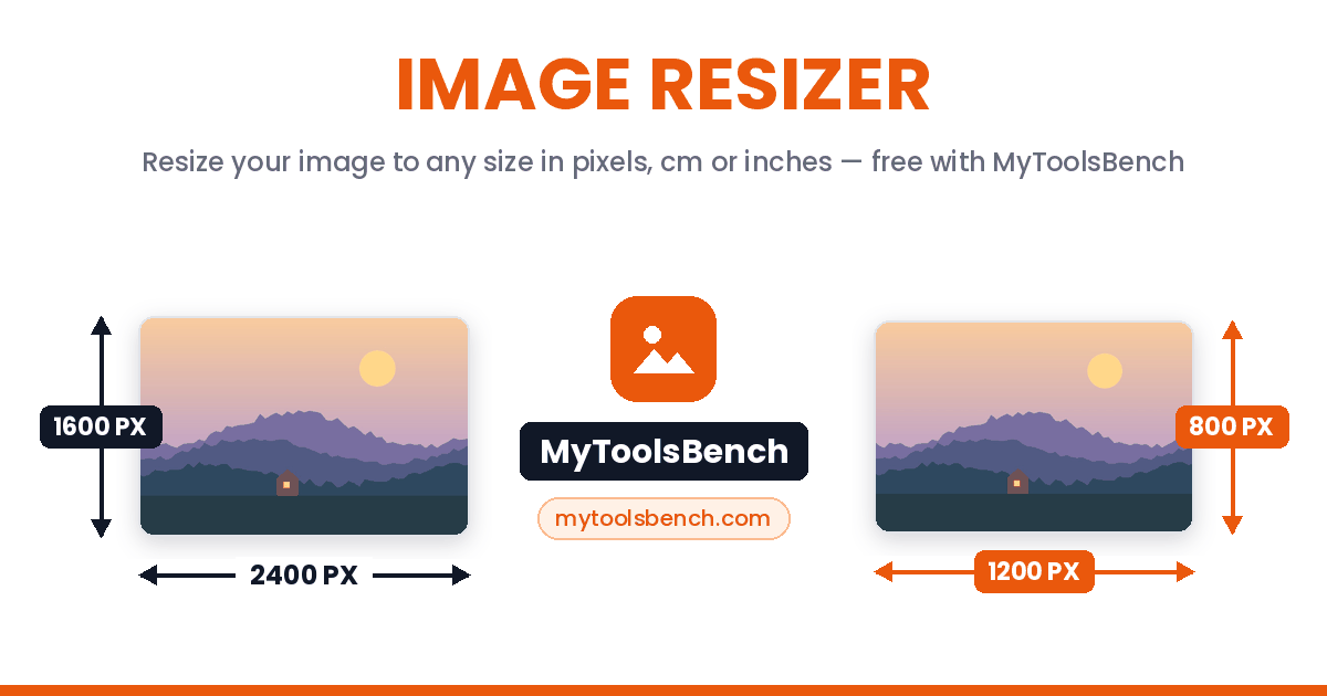 Image Resizer on MyToolsBench — example of resizing a photo to exact pixels, before and after